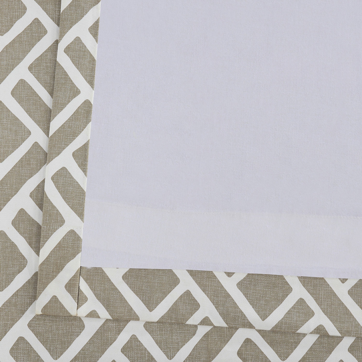 Half Price Drapes Martinique Taupe Geometric Printed Cotton Room Darkening Curtain