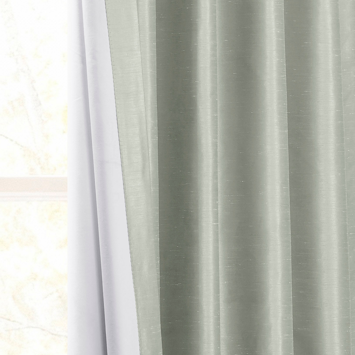 Half Price Drapes Silver Vintage Textured Faux Dupioni Silk Blackout Curtain