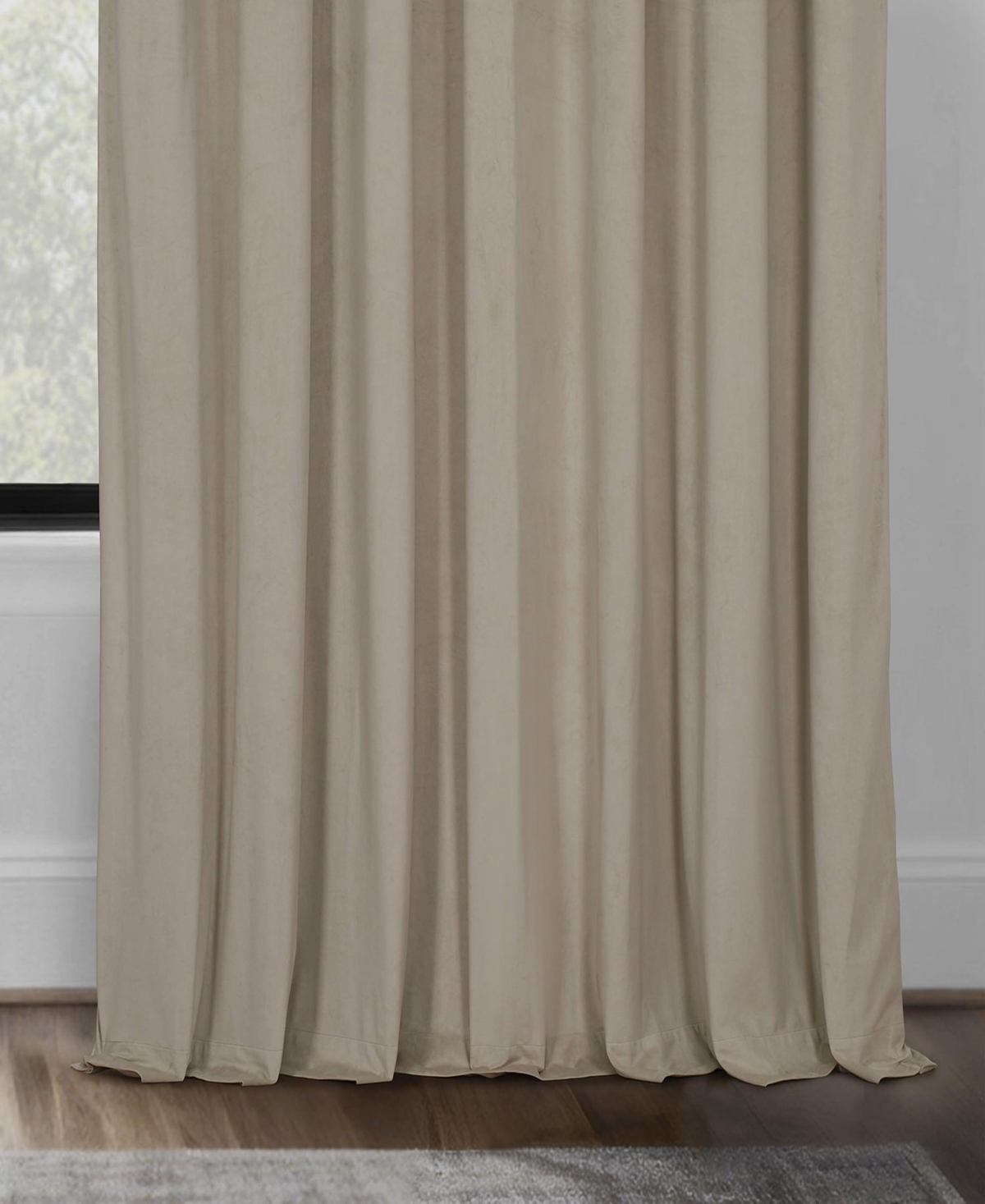 Half Price Drapes Cool Beige Signature Extra Wide Velvet Blackout Curtain