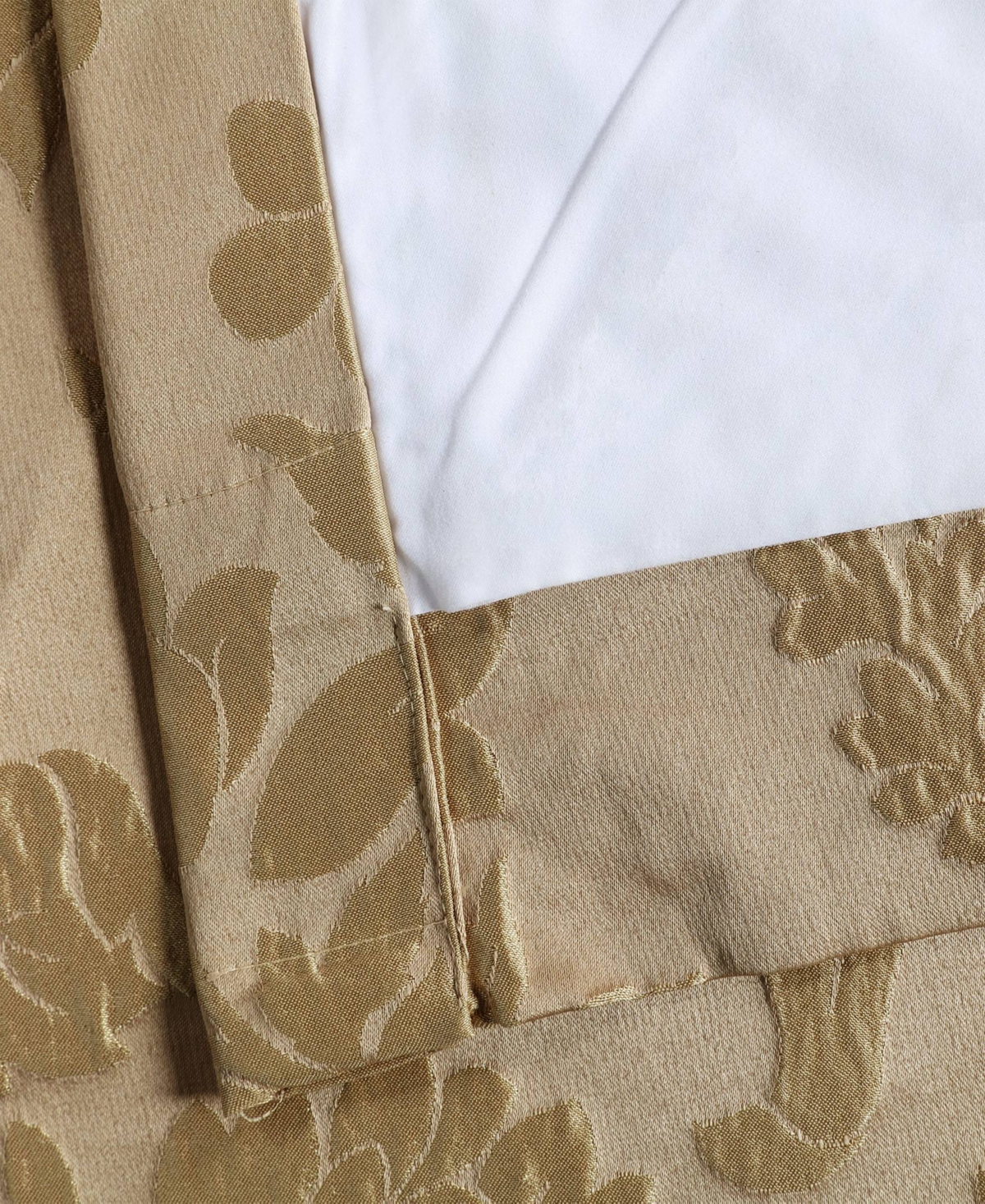 Half Price Drapes Magdelena Beige & Gold Damask Faux Silk Jacquard Room Darkening Curtain In Beige,tan