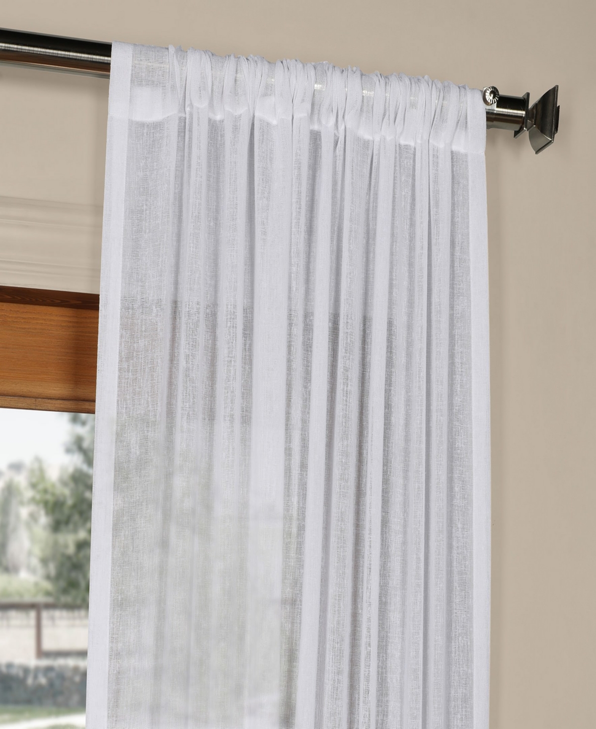 Half Price Drapes Aspen White Textured Faux Linen Sheer Curtain In White