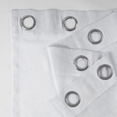 Grommet Textured Faux Linen Sheer Curtain
