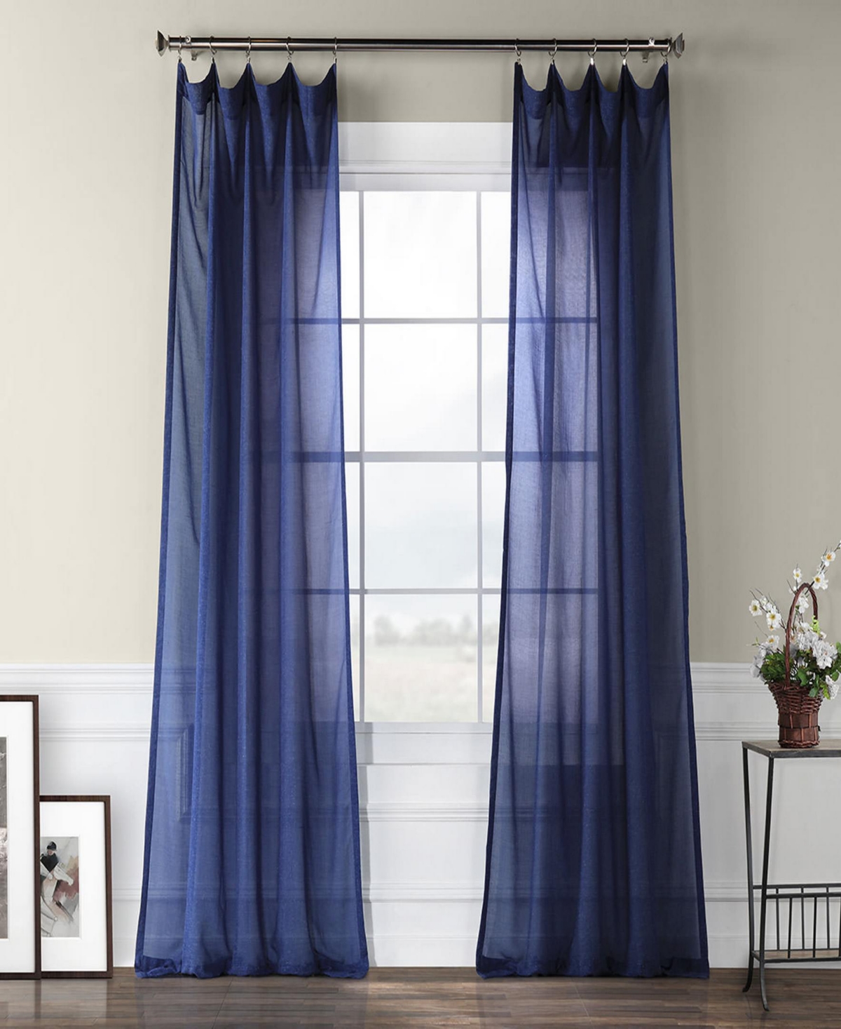 Half Price Drapes Textured Faux Linen Sheer Curtain