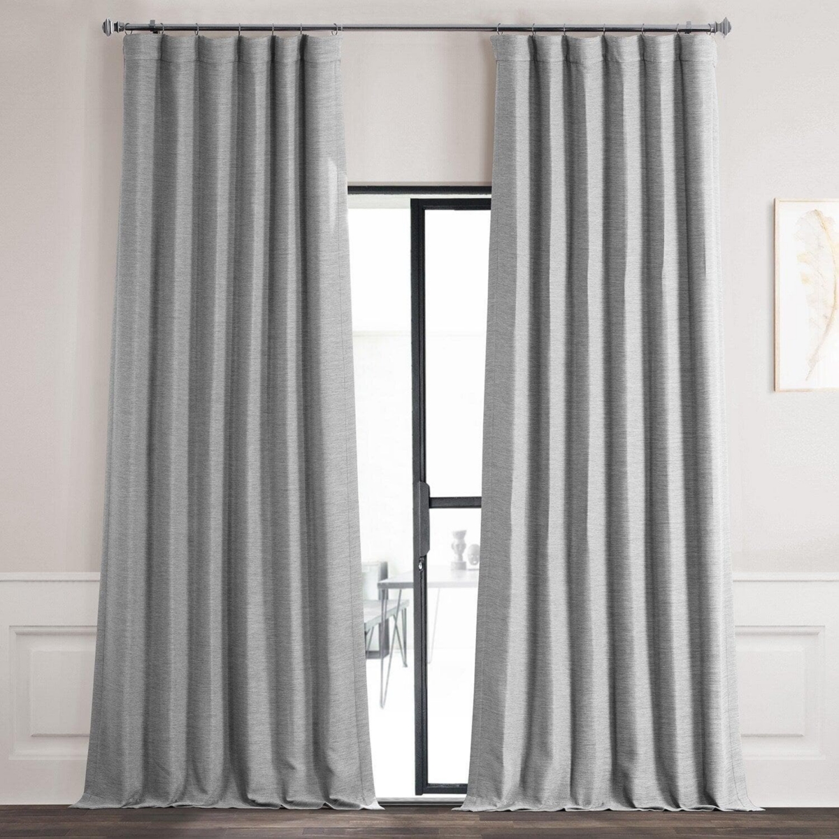 Vista Grey Textured Bellino Room Darkening Curtain - Grey