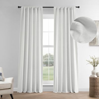 Crisp White French Linen Room Darkening Curtain