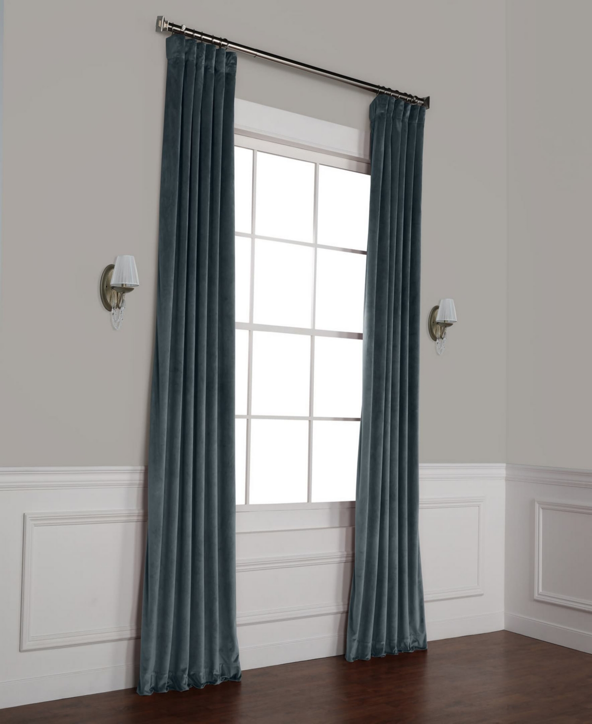 Half Price Drapes Heritage Plush Velvet Room Darkening Curtain In Blue