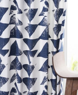 Triad Indigo Geometric Printed Cotton Room Darkening Curtain