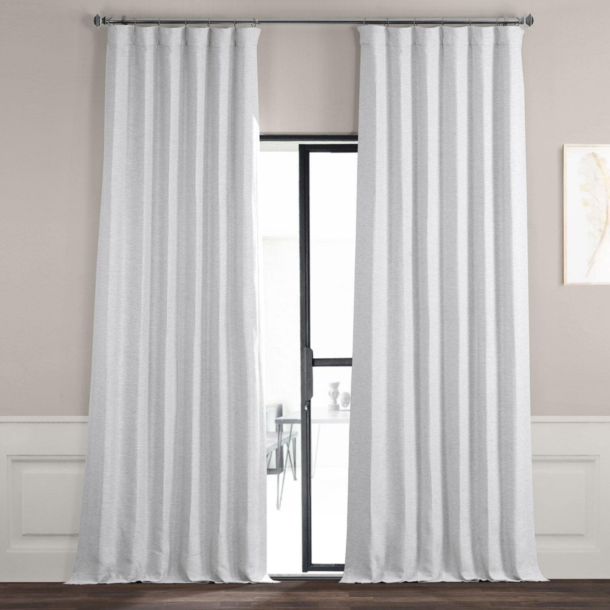 Chalk Off White Textured Bellino Room Darkening Curtain - White