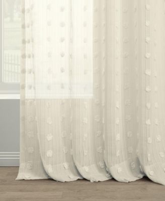 Geometric Patterned Faux Linen Sheer Curtain