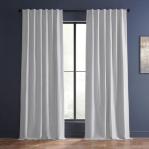 Exclusive Fabrics & Furnishings Ice Vintage Textured Faux Dupioni Silk Blackout Curtain In White