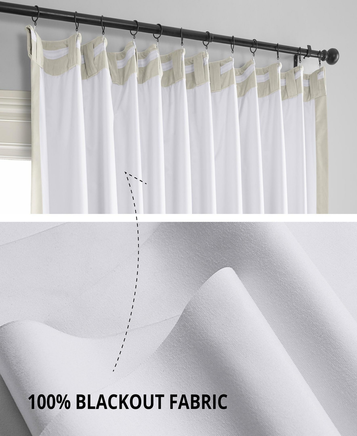 Half Price Drapes Warm Off White Signature Extra Wide Velvet Blackout Curtain