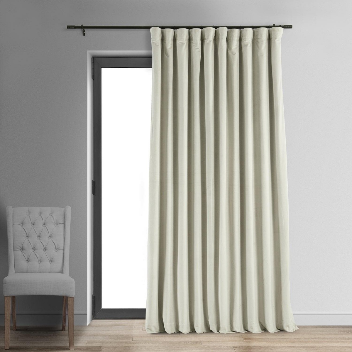 Half Price Drapes Warm Off White Signature Extra Wide Velvet Blackout Curtain In Cream