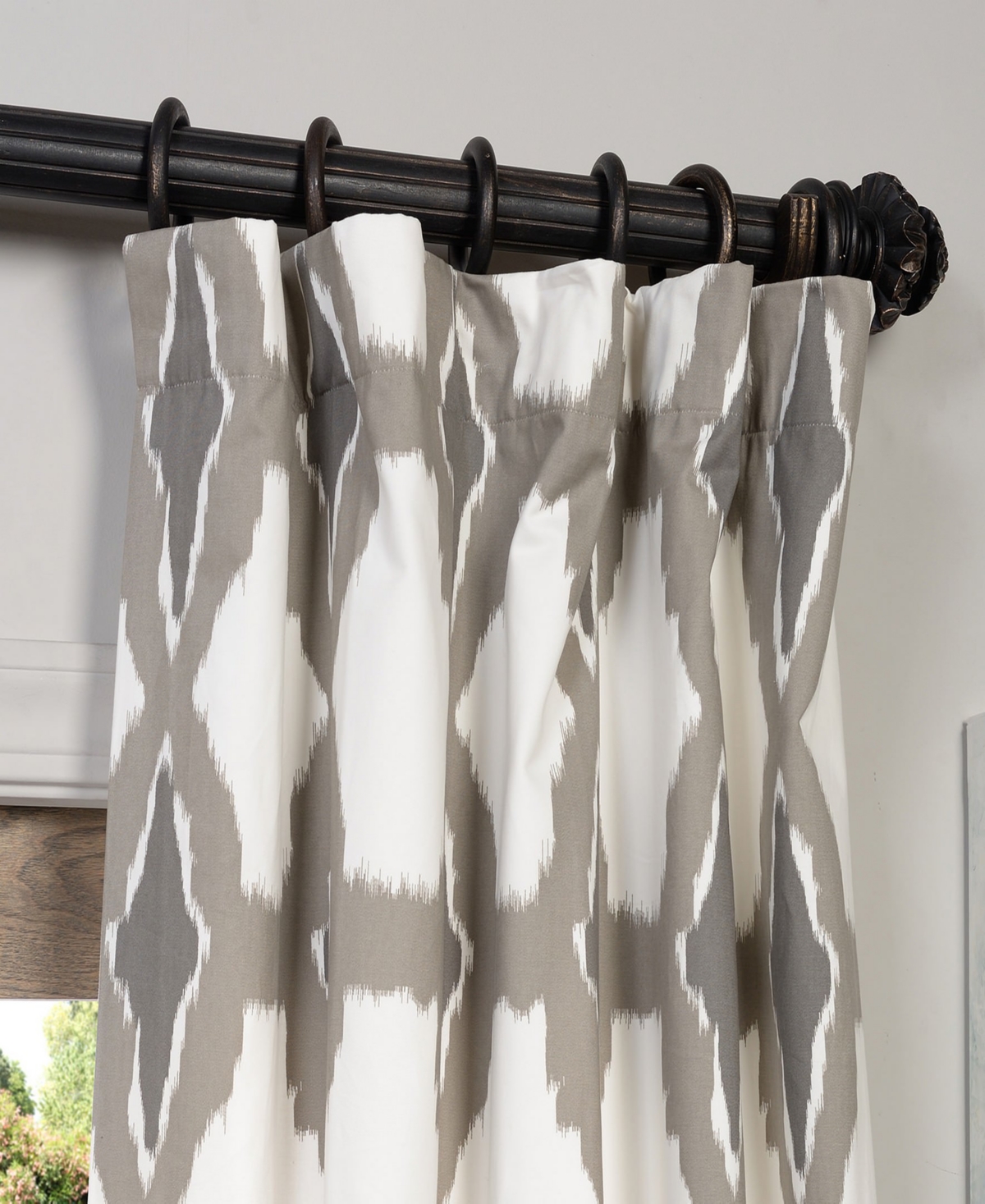 Half Price Drapes Sorong Geometric Printed Cotton Room Darkening Curtain