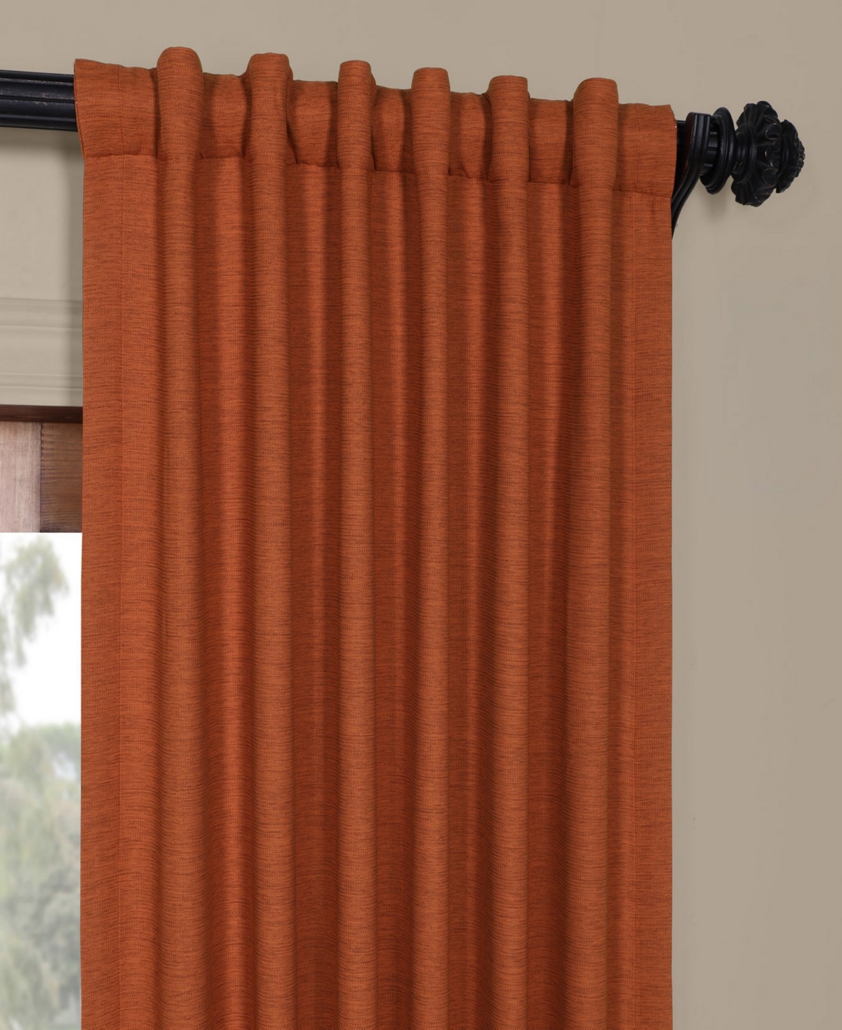 Half Price Drapes Persimmon Textured Bellino Room Darkening Curtain In Orange