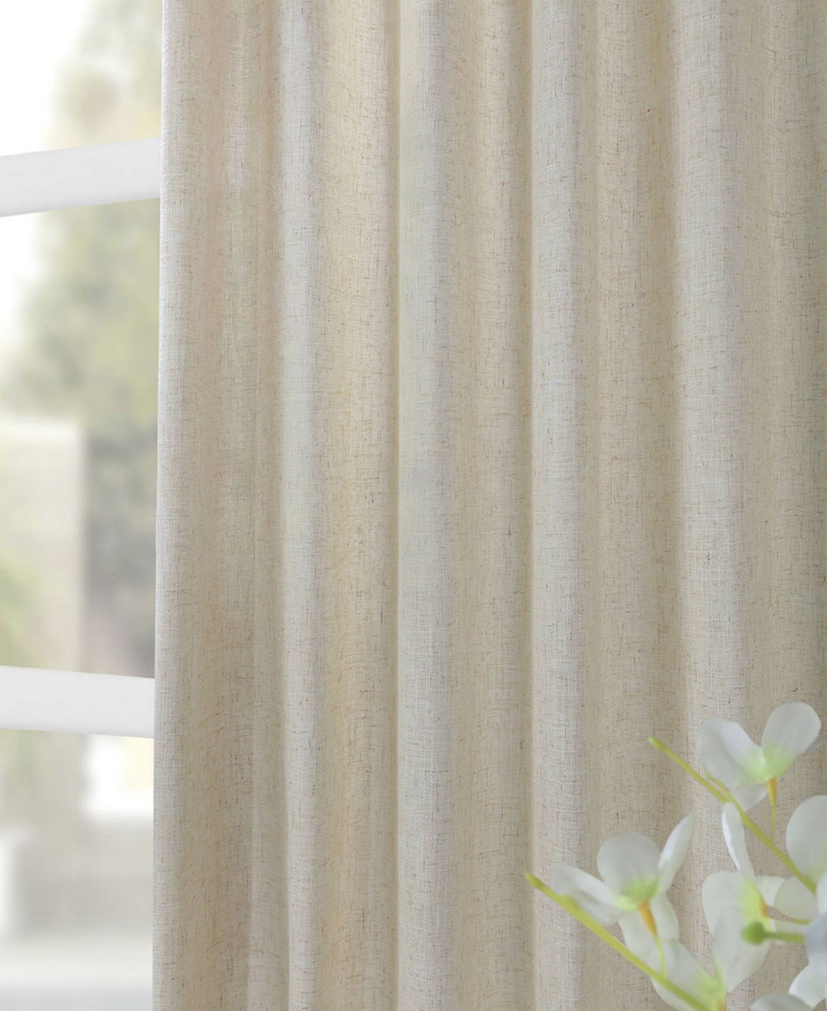 Half Price Drapes Barley Heavy Faux Linen Curtain In Beige,tan