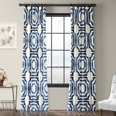 Geometric Printed Cotton Room Darkening Curtain