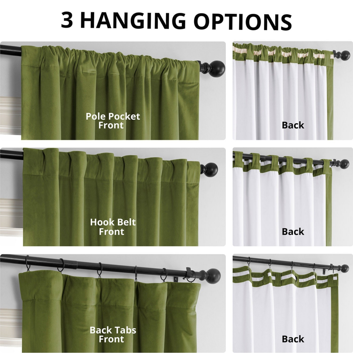 Half Price Drapes Basque Green Signature Velvet Blackout Curtain