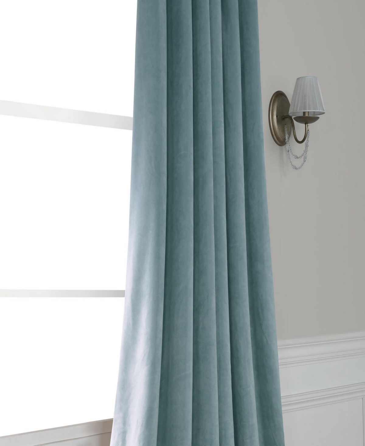 Half Price Drapes Skylark Blue Signature Velvet Blackout Curtain In Blue
