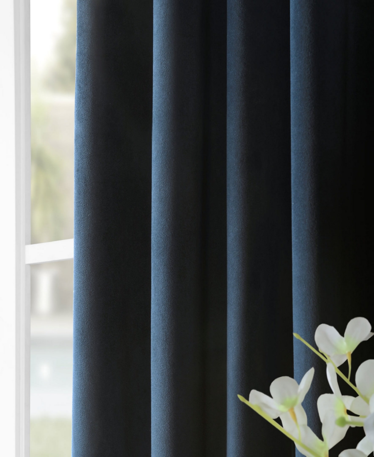Half Price Drapes Midnight Blue Signature Velvet Blackout Curtain In Blue