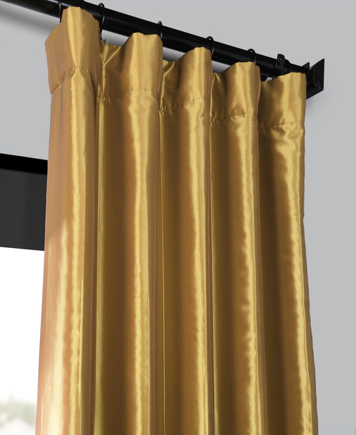 Half Price Drapes Golden Spice Faux Silk Taffeta Blackout Curtain In Gold