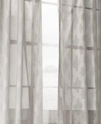 Calais Tile Geometric Patterned Faux Linen Sheer Curtain