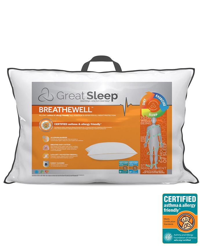 Great Sleep Breathewell Certified Asthma & Allergy Friendly King Pillow
