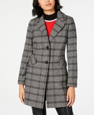 FRENCH CONNECTION SINGLE-BREASTED PLAID COAT
