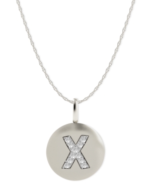 image of 14k White Gold Necklace, Diamond Accent Letter X Disk Pendant