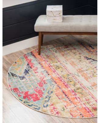 Bayshore Home CLOSEOUT! Arcata Arc5 Multi 3' 3" x 3' 3" Round Area Rug