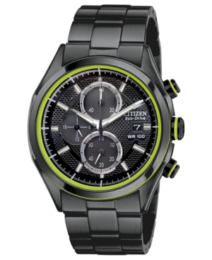 Citizen Men's Chronograph Drive from Citizen Eco-Drive Black Ion-Plated Stainless Steel Bracelet Watch 40mm CA0435-51E