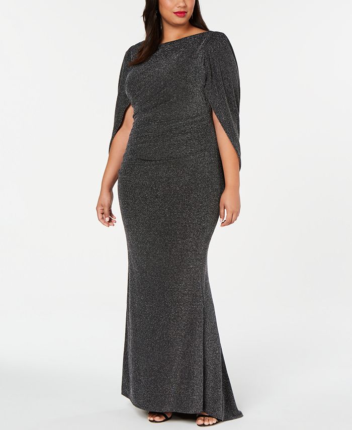 B & Adam Plus Size Sequined-Lace Ruched Gown - Macy's