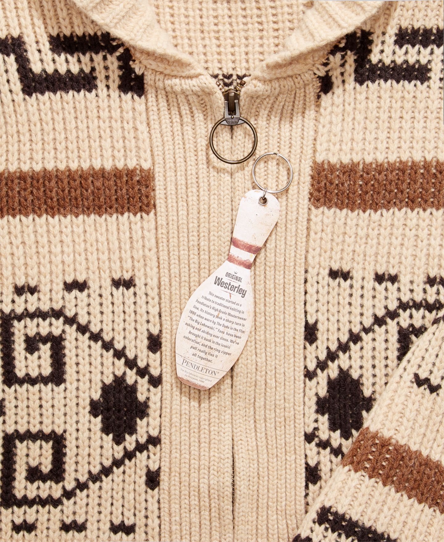 Мужской кардиган Pendleton The Dude Original Westerly Cardigan, цвет: Рыжевато-коричневый / Коричневый — фото 5
