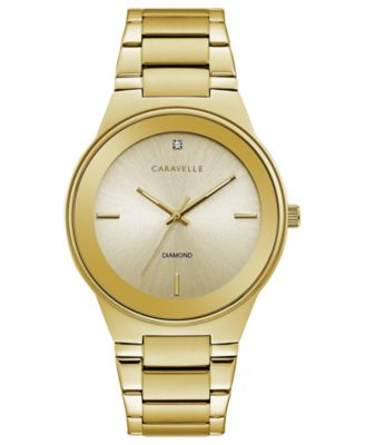 Caravelle Designed by Bulova Men s Diamond Accent Gold Tone Stainless Steel Bracelet Watch 40mm Macy s