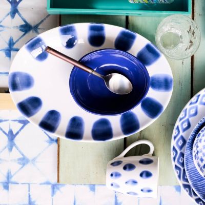 Santorini Dot Small Oval Platter