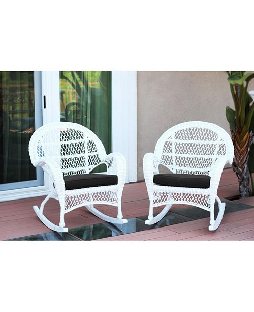 Jeco Santa Maria Wicker Rocker Chair With Cushion Set Of 2