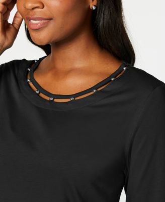 Haut Karen Scott Teal Shimmer - Taille 0X (Plus Size) - Neuf Avec Étiquettes