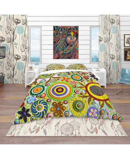 Design Art Designart Abstract Acrylic Painting On Canvas Bohemian And Eclectic Duvet Cover Set Reviews Duvet Covers Bed Bath Macy S