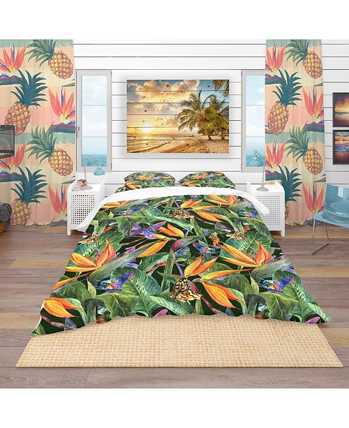 Design Art Designart Tropical Pattern With Exotic Flowers
