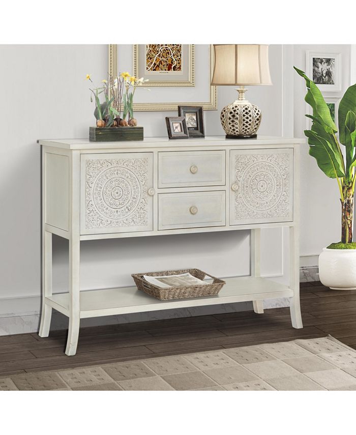 Gallerie Décor Antiqued Carved Console Table Macy's