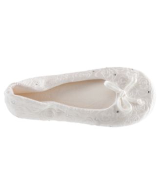 Isotoner Women&#39;s Satin with Rhinestones Ballerina Slipper, Online Only 