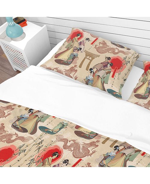 Design Art Designart Japanese Geishas And Dragons Oriental Duvet