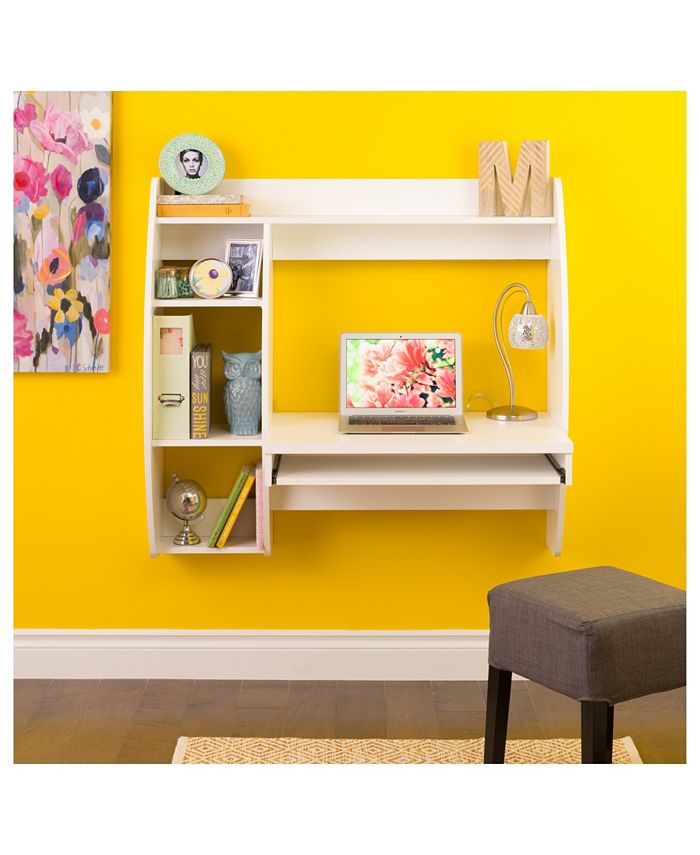 Prepac Floating Desk with Storage and Keyboard Tray Macy's