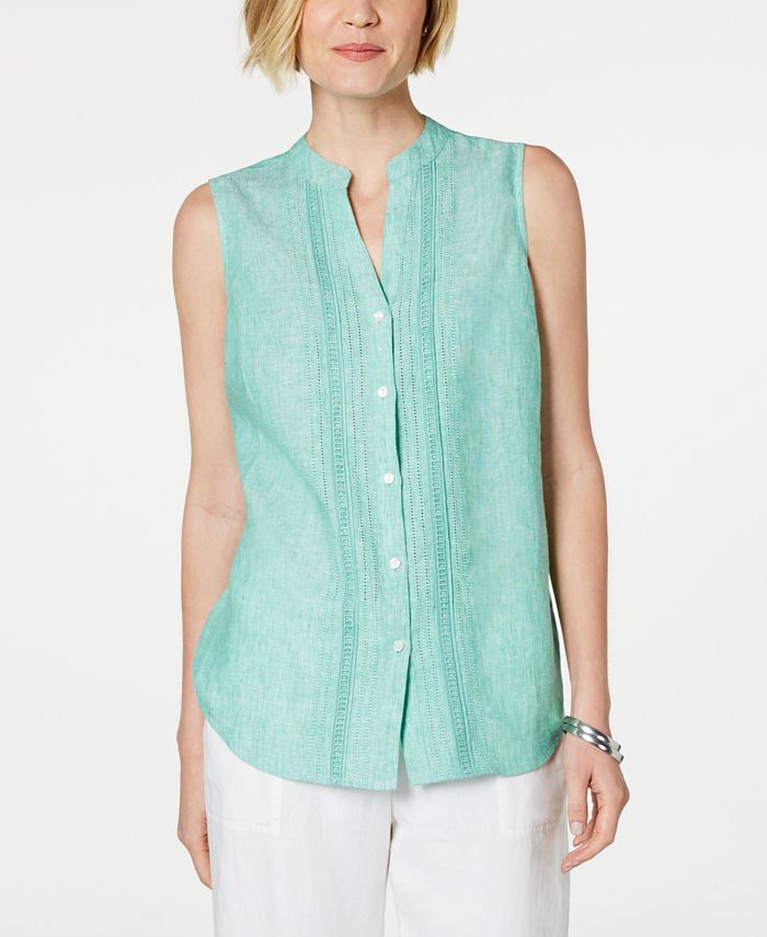 Charter Club Lace Linen Blouse, Created for Macy's Macy's