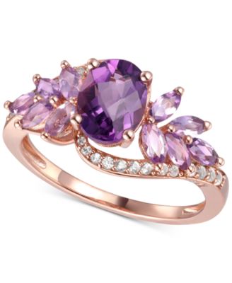 Macy's Amethyst (1-5/8 Ct. T.w.) & Diamond (1/6 Ct. T.w.) In 14k Rose ...