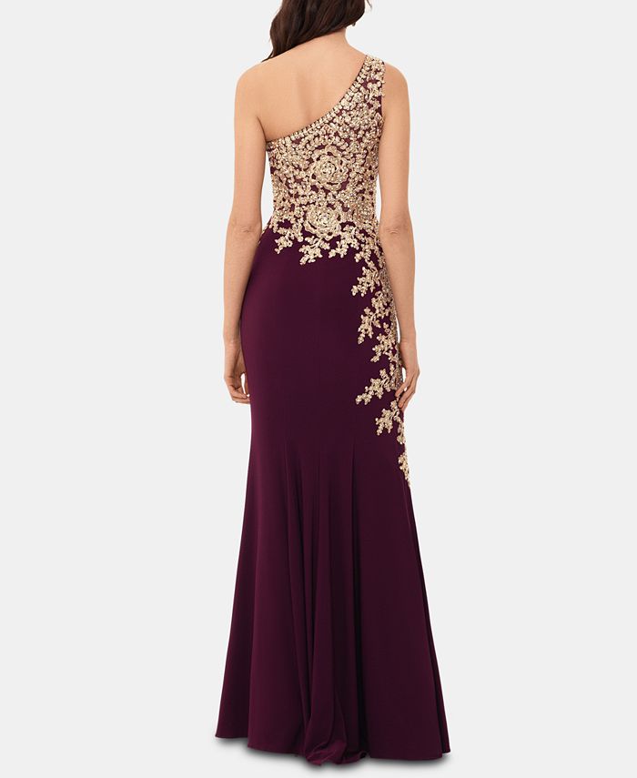 xscape one shoulder gown