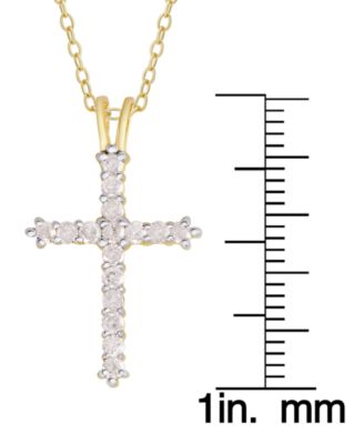 Diamond Cross Pendant Necklace (1/2 ct. t.w.) in Sterling Silver or 14k Gold-Plate Over Sterling Silver, 16" + 2" Extender