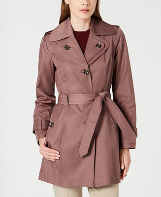 London Fog Petite Belted Hooded Trench Coat, Created for Macy's - Macy's