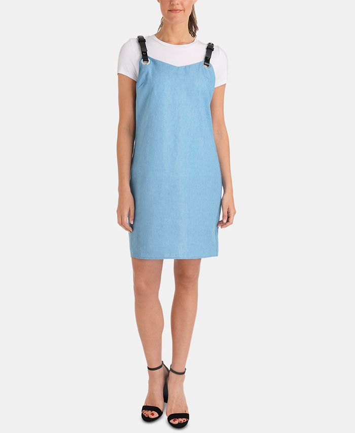 NY Collection LayeredLook FauxLeatherStrap Tank Dress Macy's