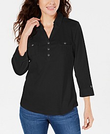 3/4-Sleeve Woven Shirt, Created for Macy's