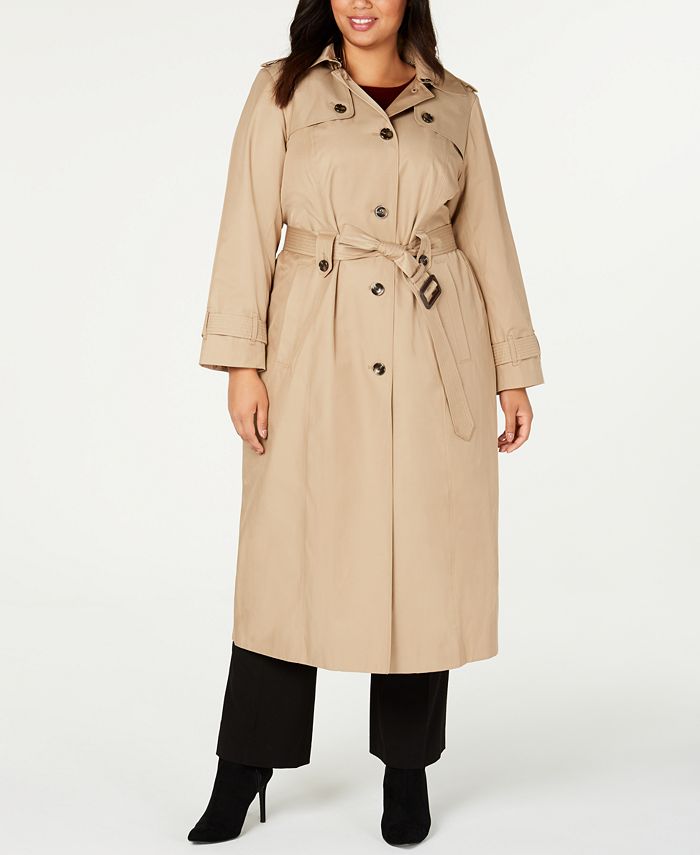 London Fog Plus Size Hooded Maxi Raincoat - Macy's